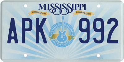 MS license plate APK992