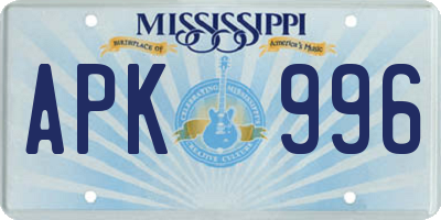 MS license plate APK996