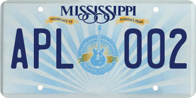 MS license plate APL002