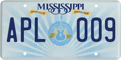MS license plate APL009