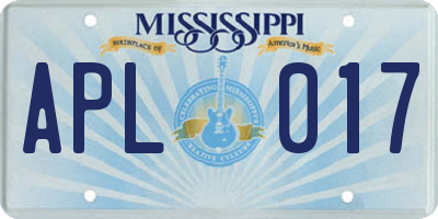 MS license plate APL017