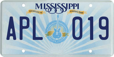 MS license plate APL019