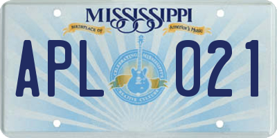 MS license plate APL021