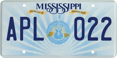 MS license plate APL022