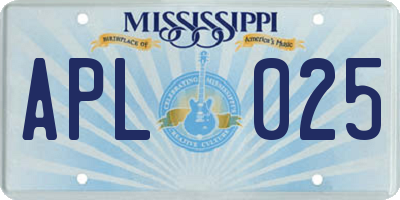 MS license plate APL025