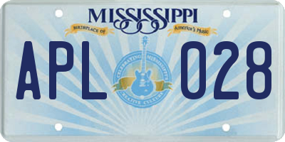 MS license plate APL028