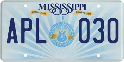 MS license plate APL030