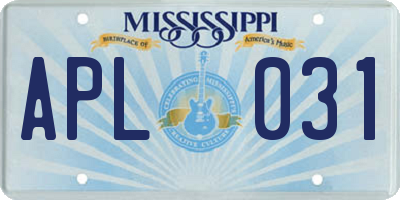 MS license plate APL031