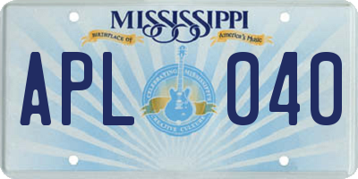 MS license plate APL040