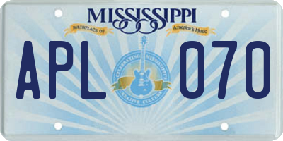 MS license plate APL070