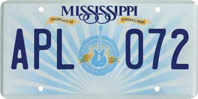 MS license plate APL072