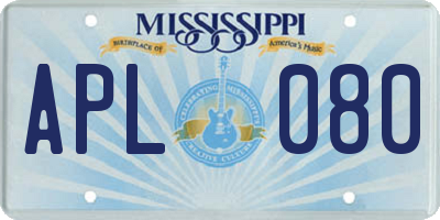 MS license plate APL080