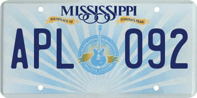 MS license plate APL092