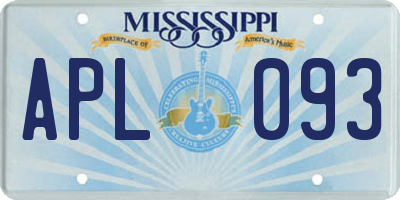 MS license plate APL093
