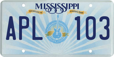 MS license plate APL103
