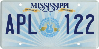 MS license plate APL122