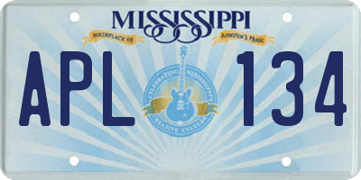 MS license plate APL134