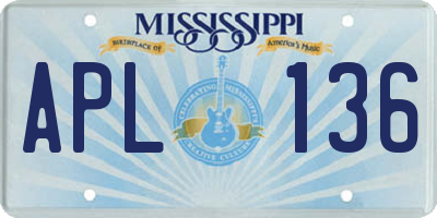 MS license plate APL136