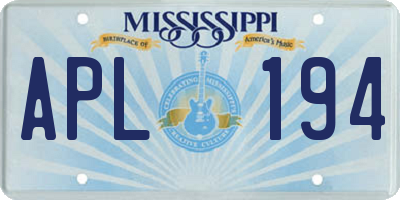 MS license plate APL194