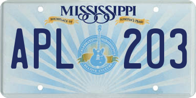 MS license plate APL203