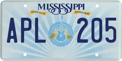 MS license plate APL205