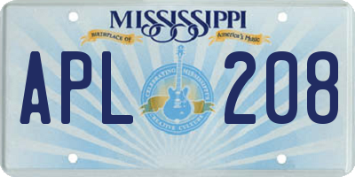 MS license plate APL208