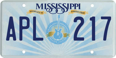 MS license plate APL217