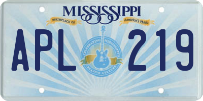 MS license plate APL219