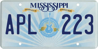 MS license plate APL223
