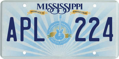 MS license plate APL224