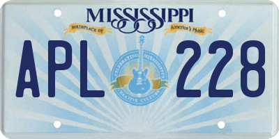 MS license plate APL228