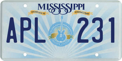 MS license plate APL231