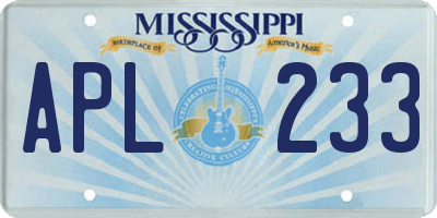 MS license plate APL233