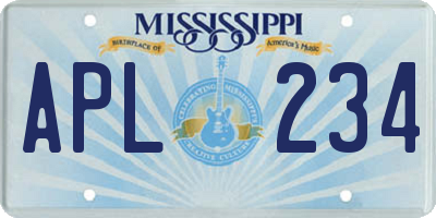 MS license plate APL234