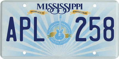MS license plate APL258