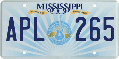 MS license plate APL265
