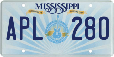MS license plate APL280