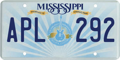 MS license plate APL292