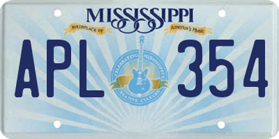 MS license plate APL354