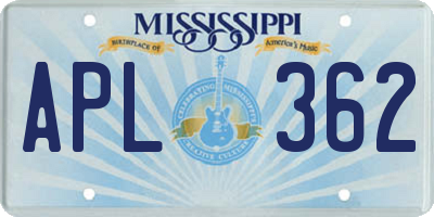 MS license plate APL362