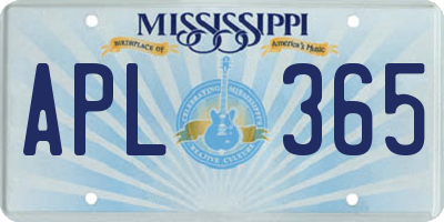 MS license plate APL365