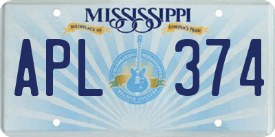 MS license plate APL374
