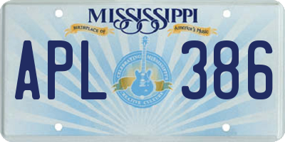 MS license plate APL386