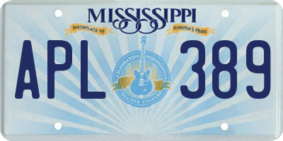 MS license plate APL389