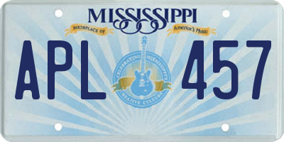 MS license plate APL457