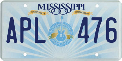 MS license plate APL476