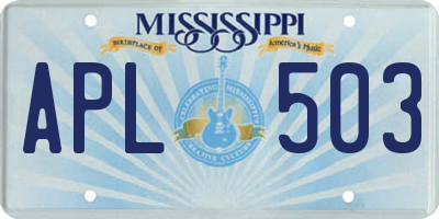 MS license plate APL503