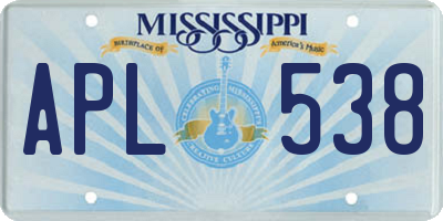 MS license plate APL538