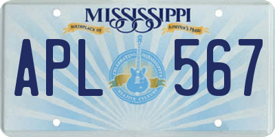 MS license plate APL567
