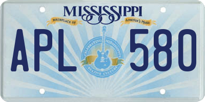 MS license plate APL580